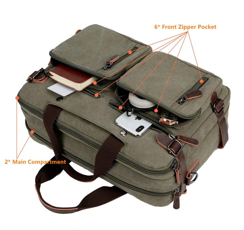 Baosha Convertible Briefcase Backpack 17 Inch Laptop Bag Case Business Briefcase HB-22 (Amy Green) - Image 4